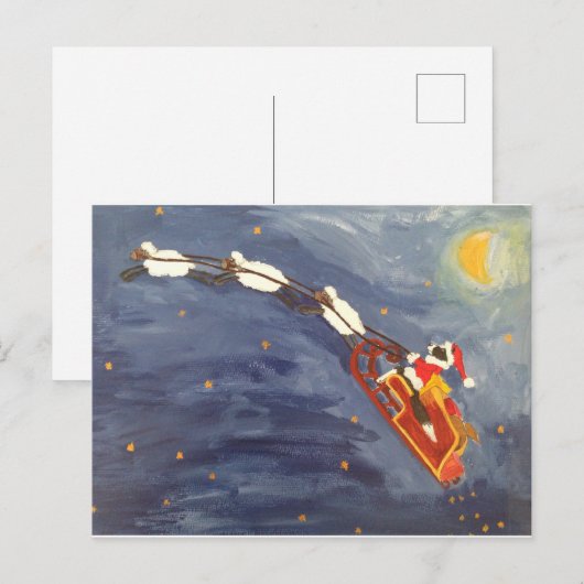 De kerstman komt eraan briefkaart (Voorkant / Achterkant)