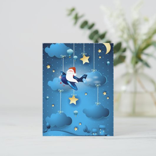 De kerstman komt eraan briefkaart (Staand voorkant)