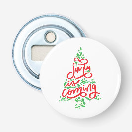 De Kerstman komt eraan Button Flesopener