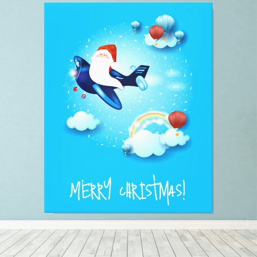 De kerstman komt eraan canvas afdruk (Insitu (Houten vloer))