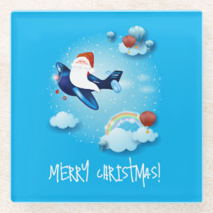 De kerstman komt eraan glazen onderzetter