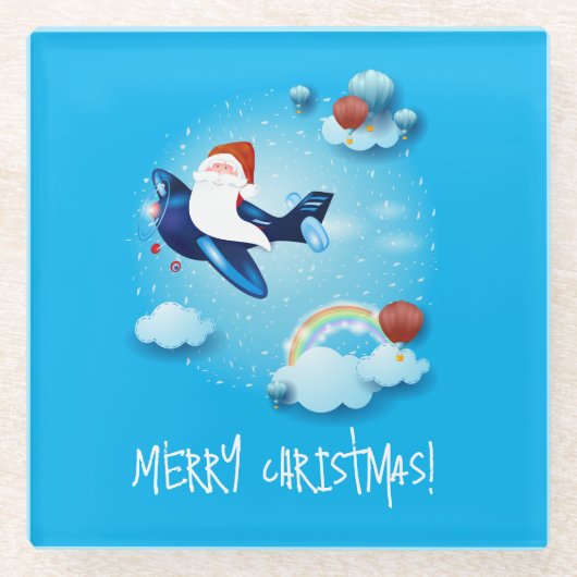 De kerstman komt eraan glazen onderzetter (Voorkant)