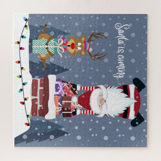 De kerstman komt eraan legpuzzel (Horizontaal)