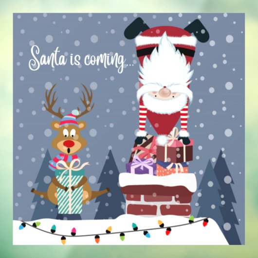 De kerstman komt eraan raamsticker (Vel 3)