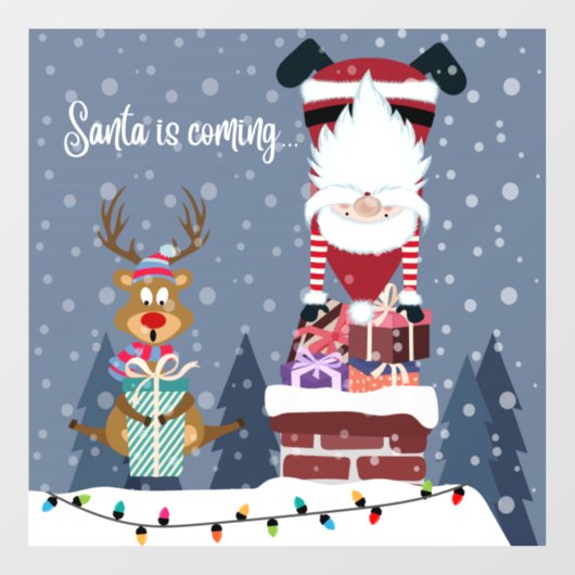 De kerstman komt eraan raamsticker (Vel)