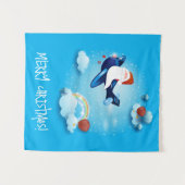 De kerstman komt eraan wandkleed (Voorkant (horizontaal))