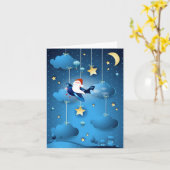 De Kerstman komt Gevouwen Wenskaart binnen Kaart (Gele Bloem)