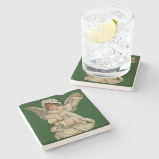 De kerstman komt in de feestdag terecht stenen onderzetter (Zijkant)