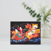 De Kerstman komt in drie paarden-liefhebbers, de S Briefkaart (Staand voorkant)