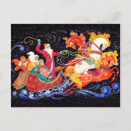 De Kerstman komt in drie paarden-liefhebbers, de S Briefkaart (Voorkant)