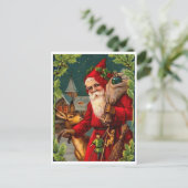 De kerstman komt met een tas vol cadeautjes. briefkaart (Staand voorkant)