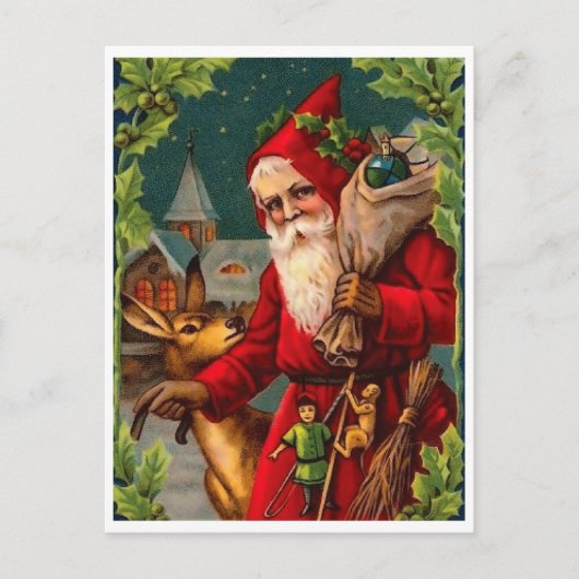 De kerstman komt met een tas vol cadeautjes. briefkaart (Voorkant)