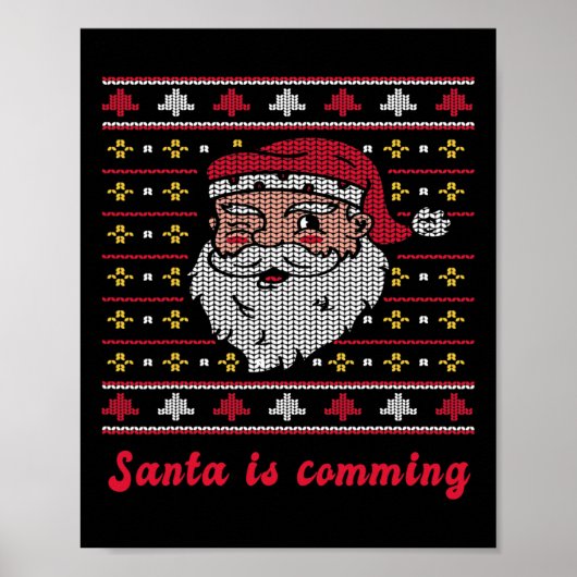 De kerstman komt met kerst poster (Voorkant)