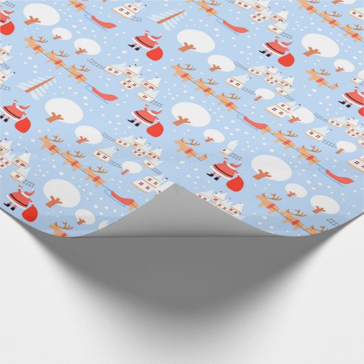 De kerstman komt met rendier. cadeaupapier (Hoek)