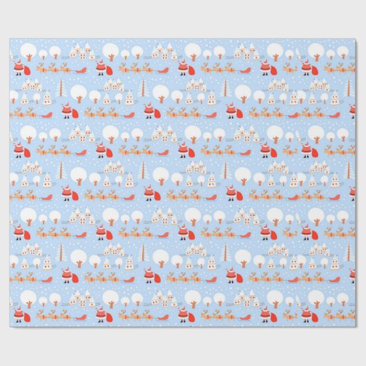 De kerstman komt met rendier. cadeaupapier (Vlak)