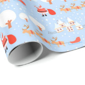 De kerstman komt met rendier. cadeaupapier (Rol Hoek)