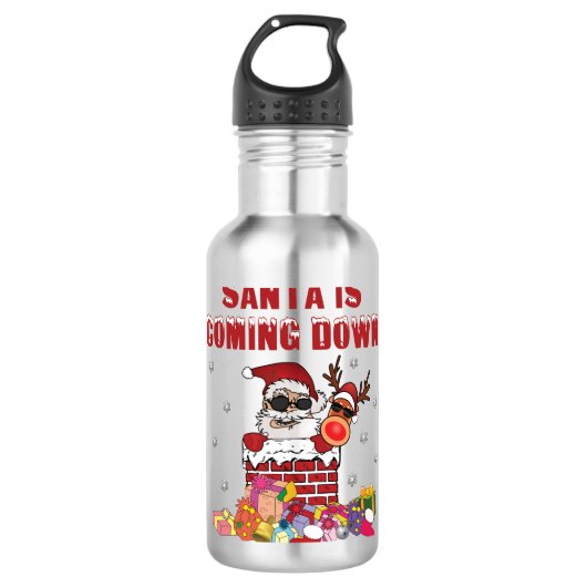 De Kerstman komt naar beneden. Waterfles (Voorkant)