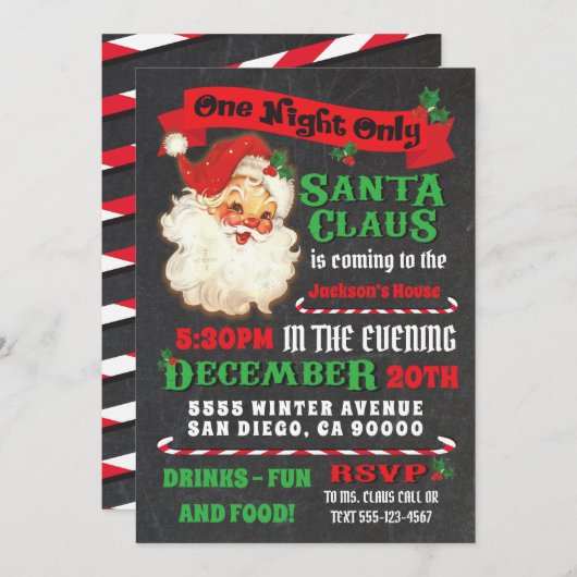 De kerstman komt naar de kerst kaart (Voorkant / Achterkant)