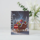 De kerstman komt naar de stad feestdagenkaart (Staand voorkant)