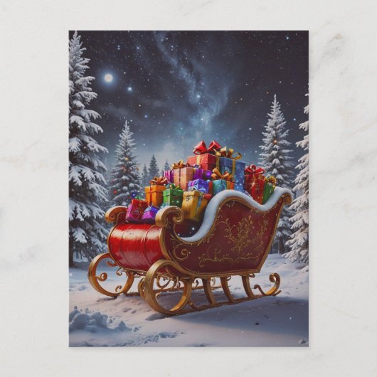 De kerstman komt naar de stad feestdagenkaart (Voorkant)