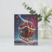 De kerstman komt naar de stad feestdagenkaart (Staand voorkant)