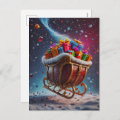 De kerstman komt naar de stad feestdagenkaart (Voorkant / Achterkant)