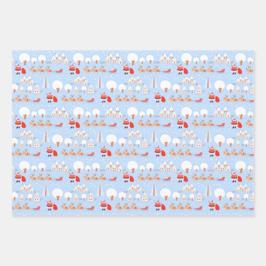 De kerstman komt naar de stad. inpakpapier vel (Voorkant 3)