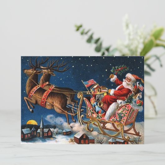 De kerstman komt naar de stad kaart (Staand voorkant)