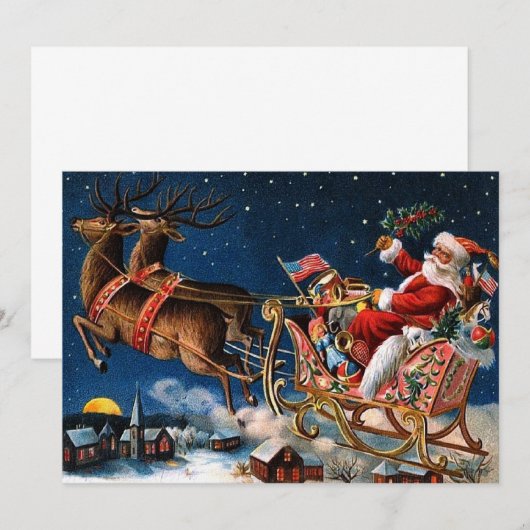 De kerstman komt naar de stad kaart (Voorkant / Achterkant)