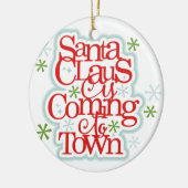 De kerstman komt naar de stad keramisch ornament (Links)
