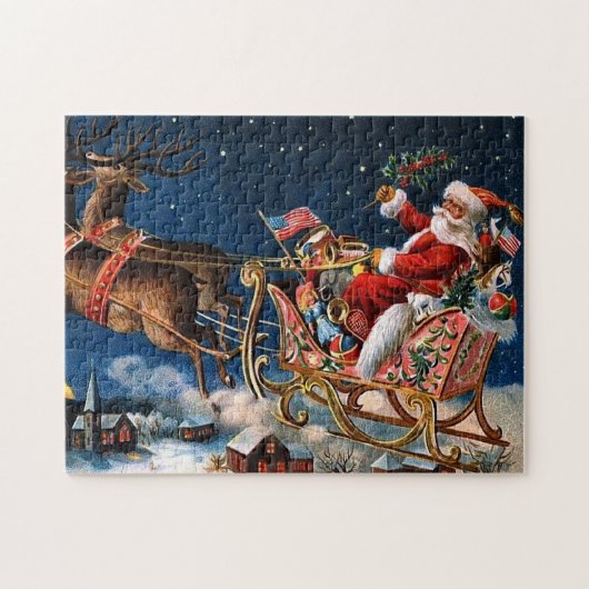 De kerstman komt naar de stad legpuzzel (Horizontaal)