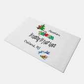 De kerstman komt naar de stad Matt Doormat Deurmat (Schuin)