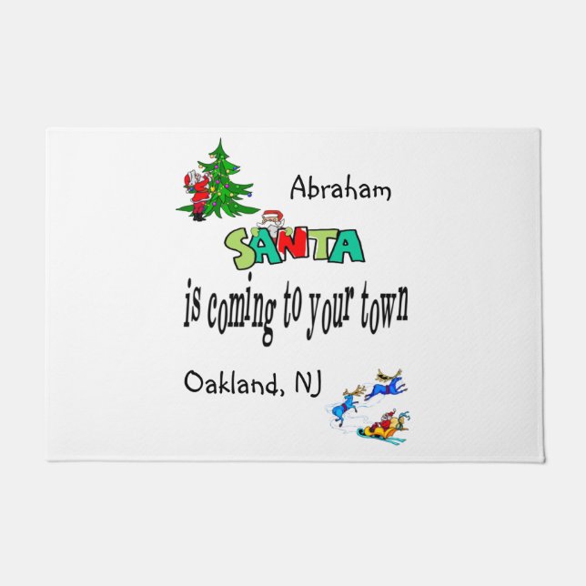 De kerstman komt naar de stad Matt Doormat Deurmat (Voorkant)