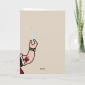 De kerstman komt naar de stad met de vaccinhol. feestdagen kaart (Achterkant)