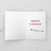 De kerstman komt naar de stad met de vaccinhol. feestdagen kaart (Binnen)