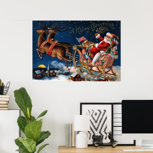 De kerstman komt naar de stad poster (Thuiskantoor)