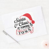 De kerstman komt naar de stad vierkante sticker (Envelop)