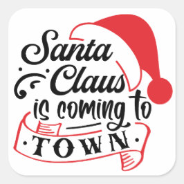 De kerstman komt naar de stad vierkante sticker