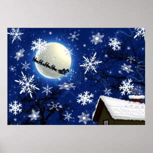 De kerstman komt naar het Poster van de stad