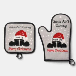 De kerstman komt niet ovenwant & pannenlap set