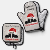De kerstman komt niet ovenwant & pannenlap set (Voorkant / Achterkant)