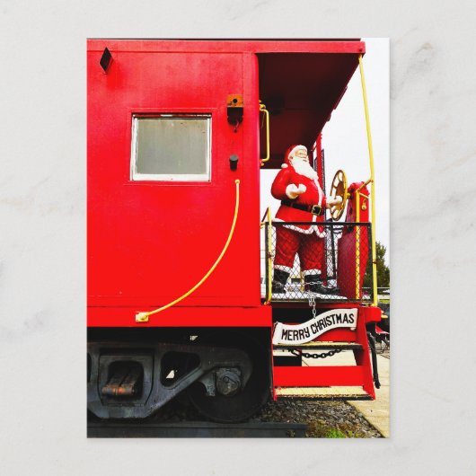 De Kerstman komt op de trein Briefkaart (Voorkant)