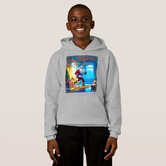 De kerstman komt uit de schoorsteen! (Voorkant volledig)