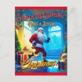 De kerstman komt uit de schoorsteen! briefkaart (Voorkant)