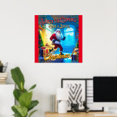 De kerstman komt uit de schoorsteen! poster (Thuiskantoor)