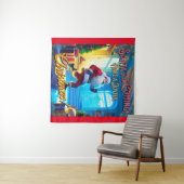 De kerstman komt uit de schoorsteen! wandkleed (In Situ (horizontaal))