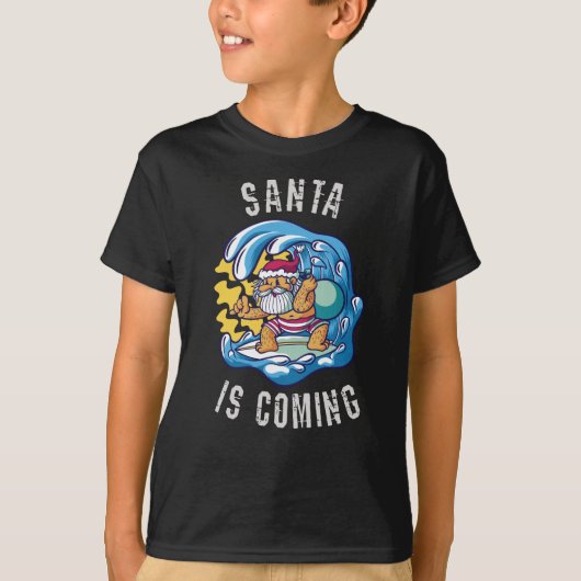 De kerstman komt van Surfboard T-shirt (Voorkant)