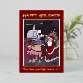 De Kerstman krijgt een kaartje Folie Feestdagenkaart (Staand Voorkant)