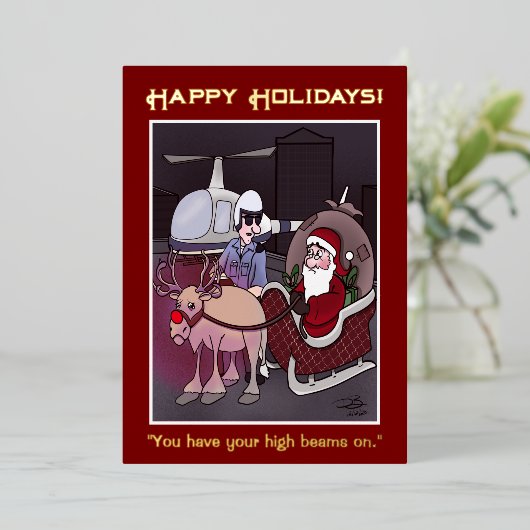 De Kerstman krijgt een kaartje Folie Feestdagenkaart (Staand Voorkant)