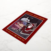 De Kerstman krijgt een kaartje Folie Feestdagenkaart (Gedraaid)